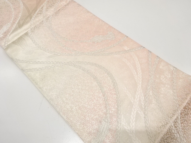 JAPANESE KIMONO / ANTIQUE FUKURO OBI / SILK / WOVEN KUMIHIMO CORD & FLOWERS